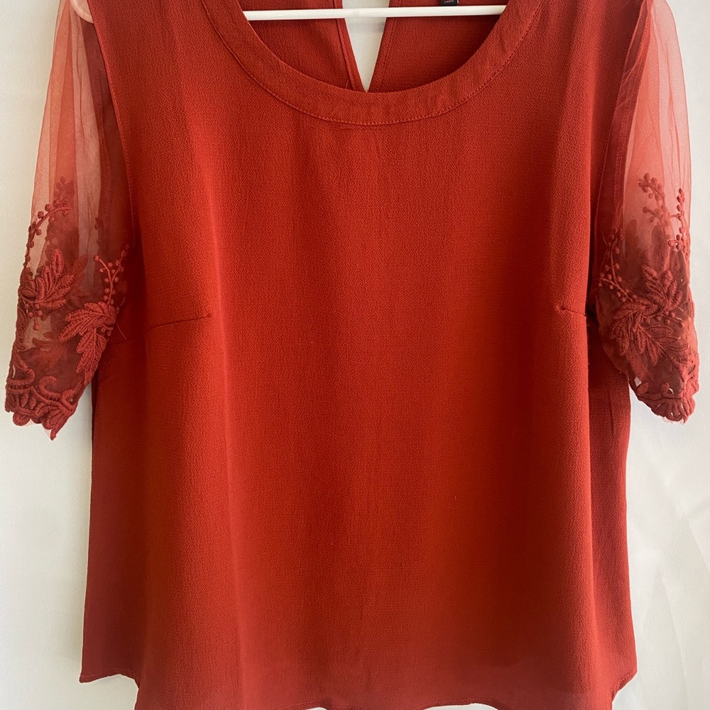 Embroidered Sleeve Top